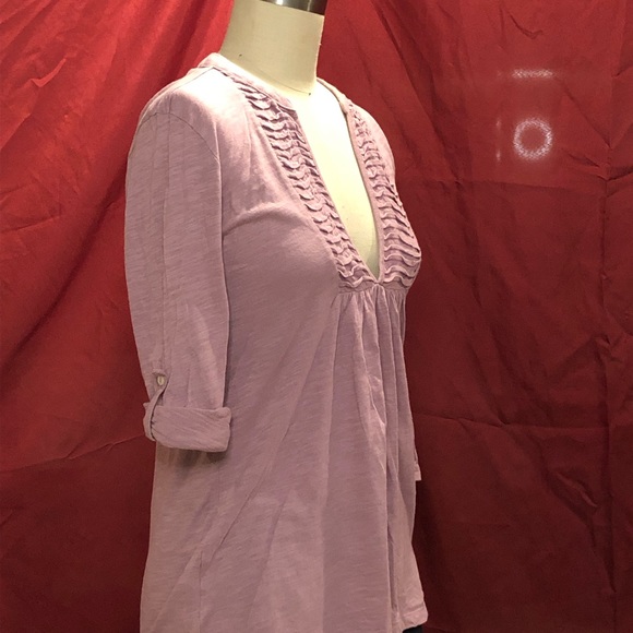 LOFT Deep V-Neck Roll Sleeve T-Shirt XS - Picture 9 of 11